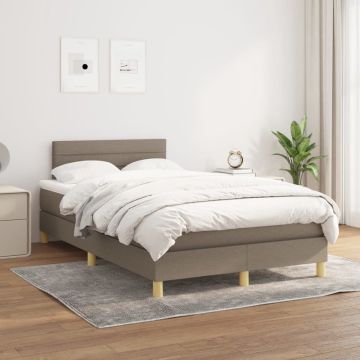 vidaXL Boxspring met matras stof taupe 120x200 cm