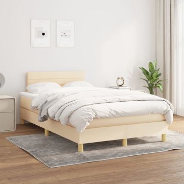 vidaXL Boxspring met matras stof crèmekleurig 120x200 cm