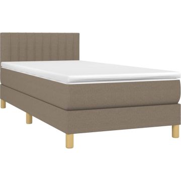 vidaXL Boxspring met matras stof taupe 80x200 cm