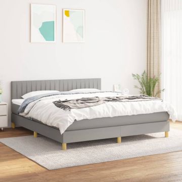 vidaXL Boxspring met matras stof lichtgrijs 180x200 cm