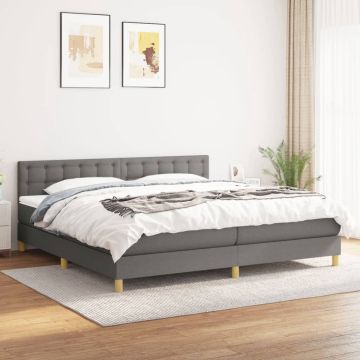 vidaXL Boxspring met matras stof donkergrijs 200x200 cm