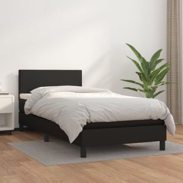 vidaXL Boxspring met matras kunstleer zwart 90x190 cm