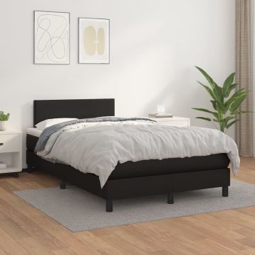 vidaXL Boxspring met matras kunstleer zwart 120x200 cm