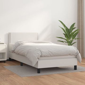 vidaXL Boxspring met matras kunstleer wit 90x190 cm