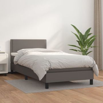 vidaXL Boxspring met matras kunstleer grijs 90x190 cm