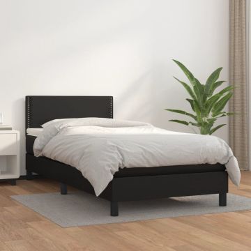 vidaXL Boxspring met matras kunstleer zwart 90x200 cm