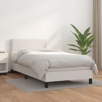 vidaXL Boxspring met matras kunstleer wit 90x200 cm