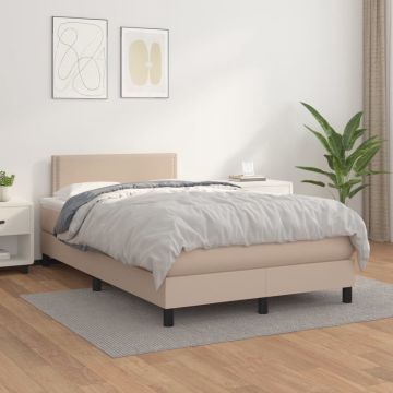 vidaXL Boxspring met matras kunstleer cappuccinokleurig 120x200 cm