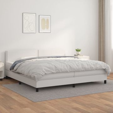 vidaXL Boxspring met matras kunstleer wit 200x200 cm