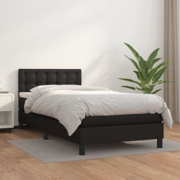 vidaXL Boxspring met matras kunstleer zwart 90x190 cm