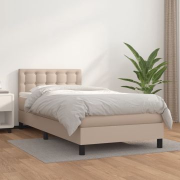 vidaXL Boxspring met matras kunstleer cappuccinokleurig 90x190 cm