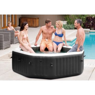 Intex - Jet &amp; Bubble Deluxe - Jacuzzi - 201 x 71 cm - Zwart - Inclusief onderhoudspakket Small