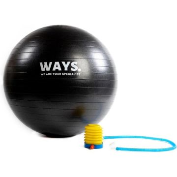 WAYS. Fitnessbal - Inclusief pomp - Zwart - 75 cm