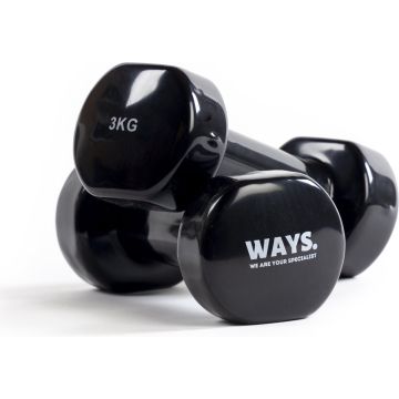 WAYS. Dumbbells - 2 x 3 KG - Vinyl - Zwart