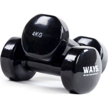 WAYS. Dumbbells - 2 x 4 KG - Vinyl - Zwart