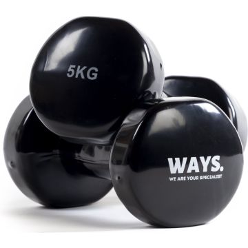 WAYS. Dumbbells - 2 x 5 KG - Vinyl - Zwart