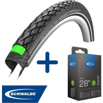 Fietsband - Schwalbe - Buiten- &amp; binnenband - Marathon G-Guard &amp; AV17 - 28 inch x 1.10 - 1.75 - 40 mm