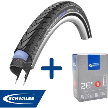 Fietsband - Schwalbe - Buiten- &amp; binnenband - Marathon Plus &amp; SV12 - 26 inch x 1 1/4 - 27.5 inch x 1.75 - 40 mm