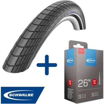 Fietsband - Schwalbe - Buiten- &amp; binnenband - Big Apple R-Guard &amp; SV14 - Extra Light - 26 inch x 1.50 - 2.35 - 40 mm