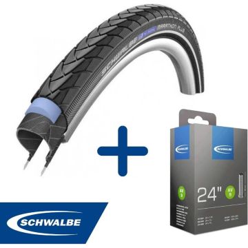 Fietsband - Schwalbe - Buiten- &amp; binnenband - Marathon Plus &amp; AV9 - 24 inch x 1 1/8 - 1.75 - 40 mm