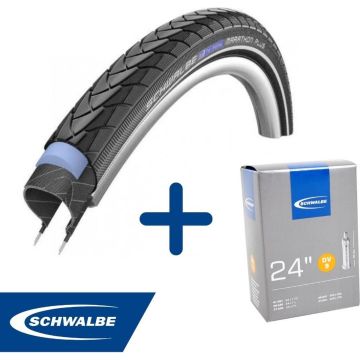 Fietsband - Schwalbe - Buiten- &amp; binnenband - Marathon Plus &amp; DV9 - 24 inch x 1 1/8 - 1.75- 32 mm