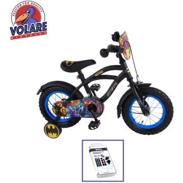 Volare Kinderfiets Batman - 12 inch - Zwart - Inclusief WAYS Bandenplakset