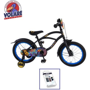 Volare Kinderfiets Batman - 16 inch - Zwart - Inclusief WAYS Bandenplakset