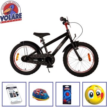 Volare Kinderfiets Spider-Man - 20 inch - Zwart - Inclusief fietshelm en accessoires