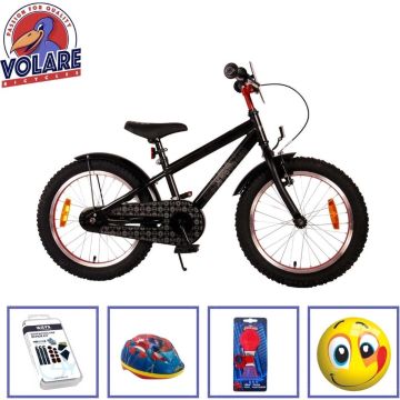 Volare Kinderfiets Spider-Man - 20 inch - Zwart - Met fietshelm en accessoires