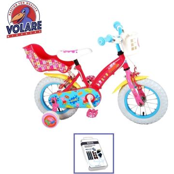 Volare Kinderfiets Peppa Pig - 12 inch - Roze - Twee handremmen - Inclusief WAYS Bandenplakset