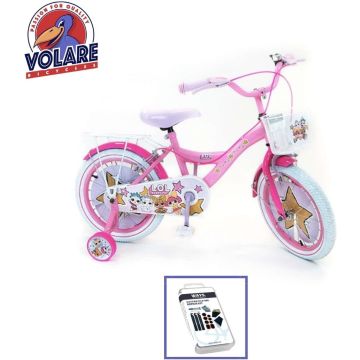 Volare Kinderfiets LOL Surprise - 16 inch - Roze - Twee handremmen - Inclusief WAYS Bandenplakset