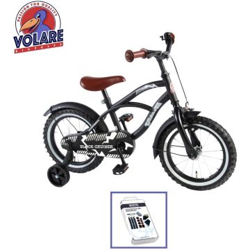 Volare Kinderfiets Black Cruiser - 14 inch - Zwart - Inclusief WAYS Bandenplakset