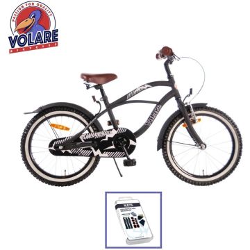 Volare Kinderfiets Black Cruiser - 18 inch - Zwart - Inclusief WAYS Bandenplakset