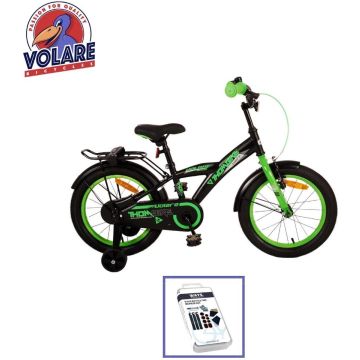 Volare Kinderfiets Thombike - 12 inch - Zwart/Geel - Inclusief WAYS Bandenplakset