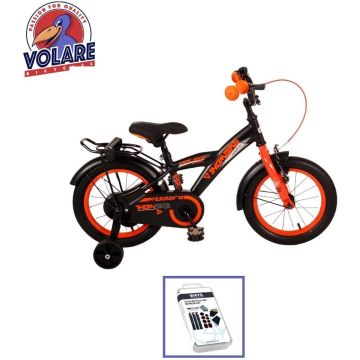 Volare Kinderfiets Thombike - 16 inch - Zwart/Geel - Inclusief WAYS Bandenplakset