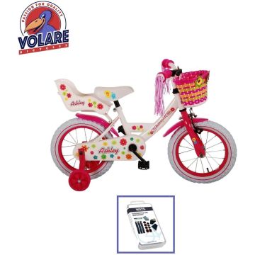 Volare Kinderfiets Ashley - 14 inch - Rood/Wit - Inclusief WAYS Bandenplakset