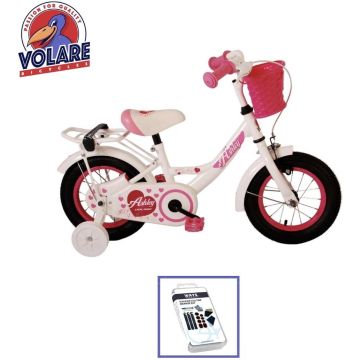 Volare Kinderfiets Ashley - 12 inch - Wit - Inclusief WAYS Bandenplakset