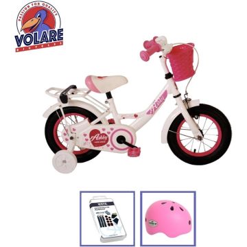 Volare Kinderfiets Ashley - 12 inch - Wit - Met fietshelm &amp; accessoires