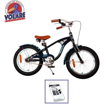 Volare Kinderfiets Miracle Cruiser - 16 inch - Mat Blauw - Inclusief WAYS Bandenplakset