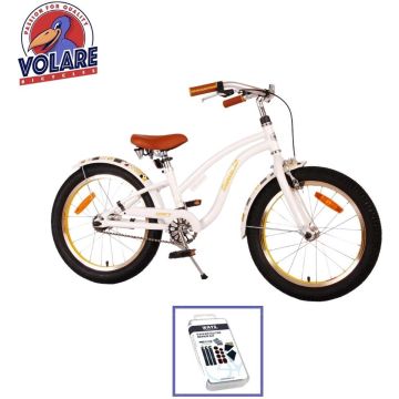 Volare Kinderfiets Miracle Cruiser - 18 inch - Wit - Inclusief WAYS Bandenplakset