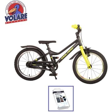 Volare Kinderfiets Blaster - 16 inch - Zwart/Geel - Inclusief WAYS Bandenplakset