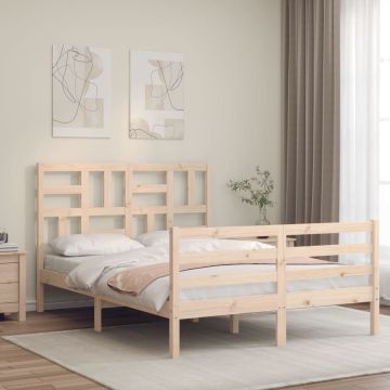 vidaXL Bedframe met hoofdbord massief hout 140x200 cm