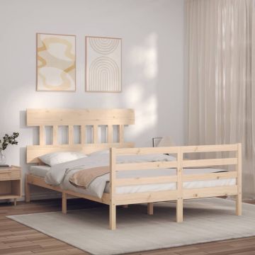 vidaXL Bedframe met hoofdbord massief hout 4FT Small Double