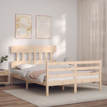 vidaXL Bedframe met hoofdbord massief hout 140x200 cm