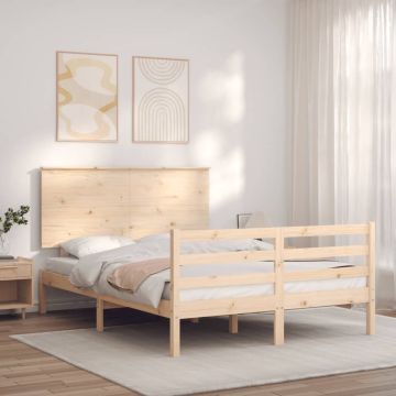 vidaXL Bedframe met hoofdbord massief hout 4FT Small Double