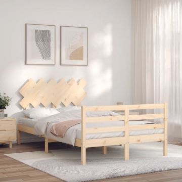 vidaXL Bedframe met hoofdbord massief hout 4FT Small Double