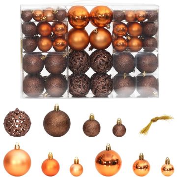 vidaXL-Kerstballen-100-st-3/4/6-cm-bruin