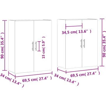 vidaXL-Hangkasten-2-st-69,5x34x90-cm-gerookt-eikenkleurig