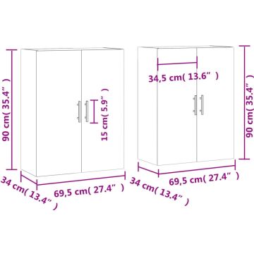 vidaXL-Hangkasten-2-st-69,5x34x90-cm-grijs-sonoma-eikenkleurig