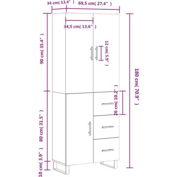 vidaXL-Hoge-kast-69,5x34x180-cm-bewerkt-hout-wit